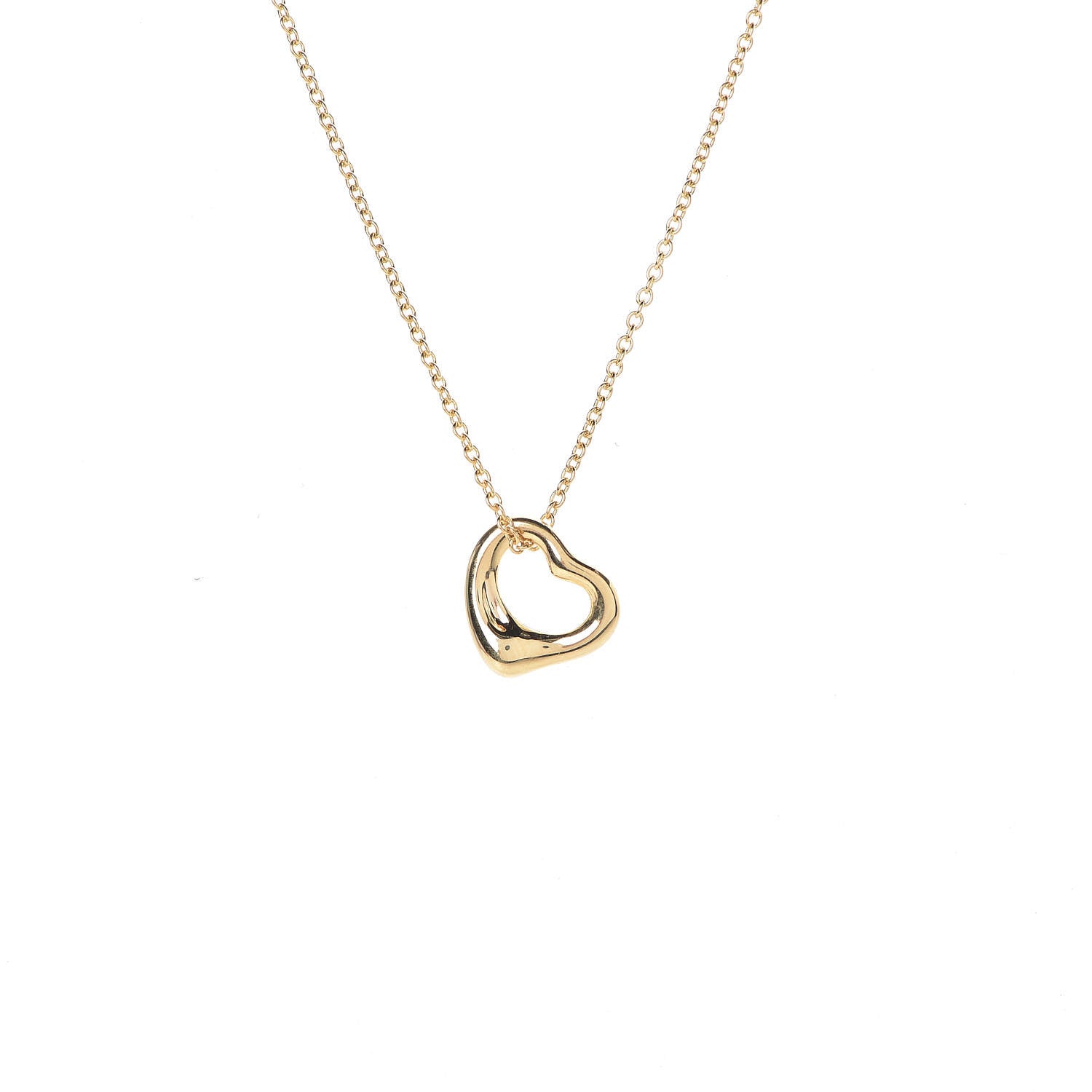 Tiffany 18K Yellow Gold Elsa Peretti Small Open Heart Pendant Necklace 4 of 7
