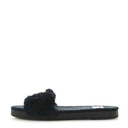 Chanel Terry CC Flat Mules Sandals 40 Black 1 of 11