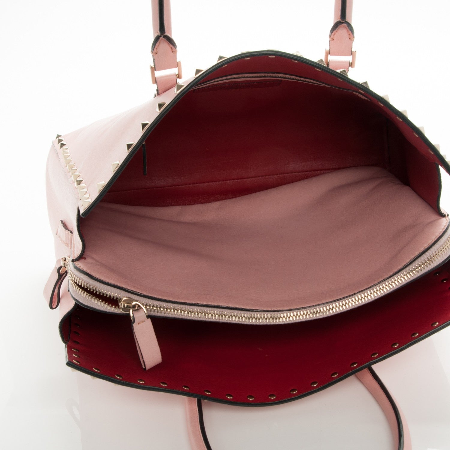 Valentino Garavani Vitello Small Rockstud Top Handle Tote Rose 5 of 7