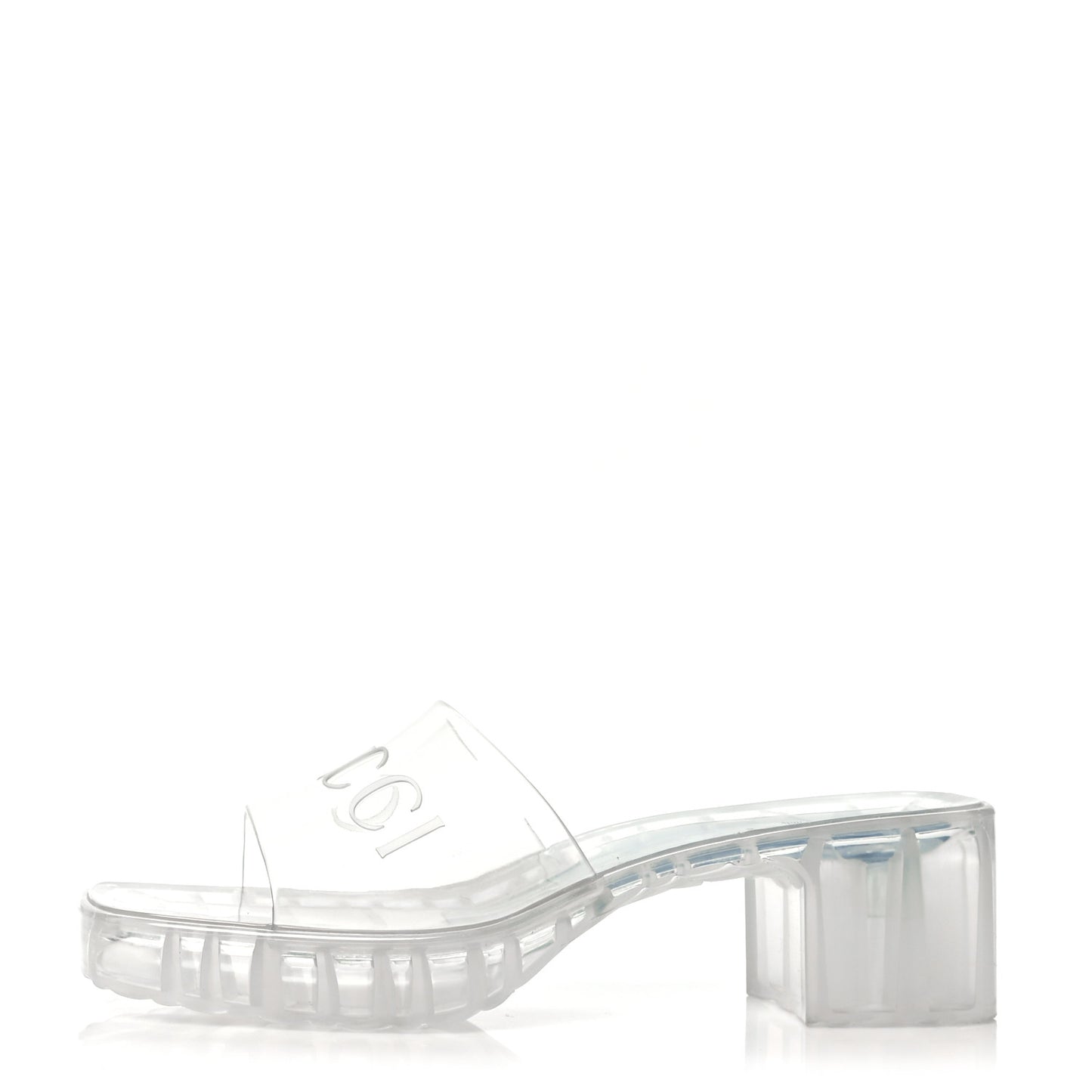 Rubber Gucci Logo Womens Platform 20/60mm Slide Sandals 39.5 Transparent