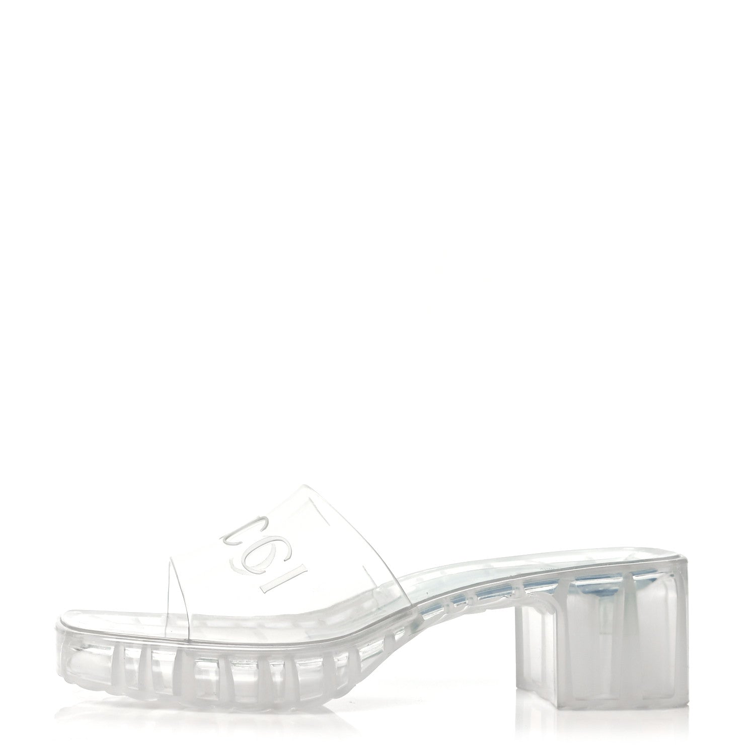 Gucci Rubber Gucci Logo Womens Platform 20/60mm Slide Sandals 39.5 Transparent 1 of 7