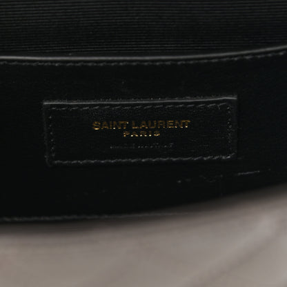 Saint Laurent Grain De Poudre Textured Mixed Matelasse Triquilt Small Monogram Satchel Pebble 6 of 9