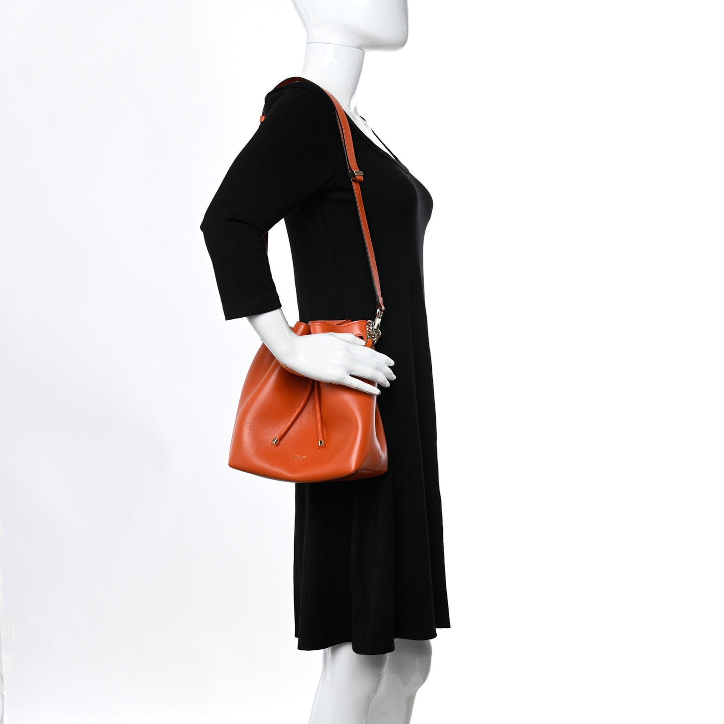 Grainy Goatskin Bon Bon Bucket Bag Orange
