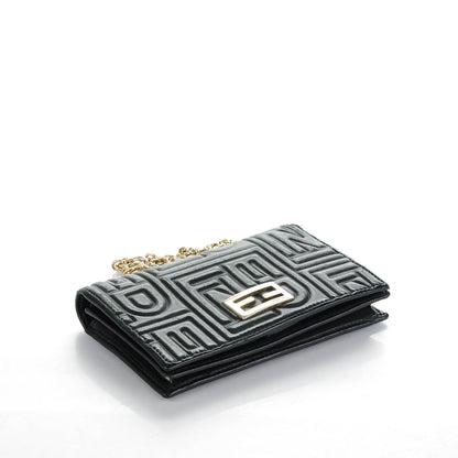 Fendi Nappa Logo Embossed Long Wallet On Chain Black 4 of 9