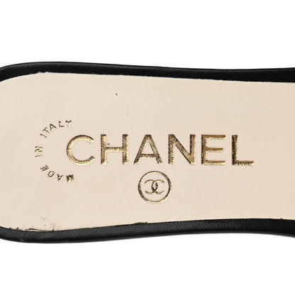 Chanel Pearl Embroidery CC Mules 37.5 Black White 8 of 18