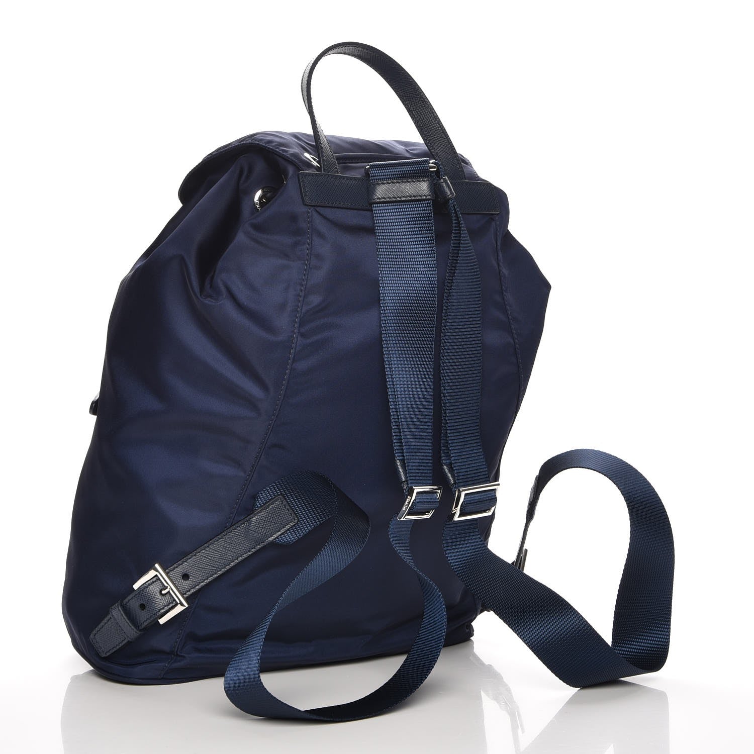 Prada Nylon Vela Saffiano Medium Cinch Backpack Baltico 3 of 7