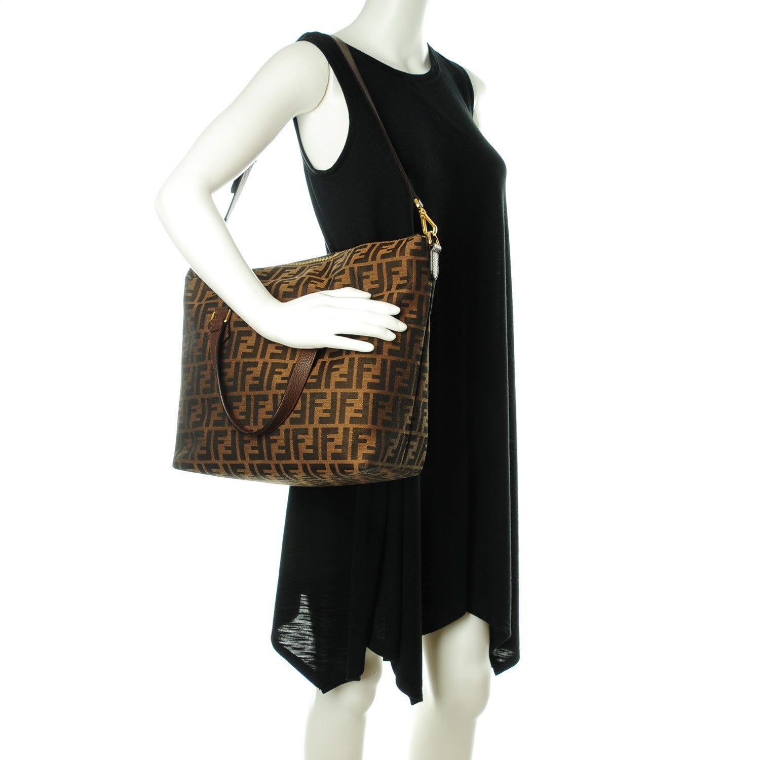 Fendi Zucca Vitello Artic Convertible Tote Tobacco Castagna 3 of 8