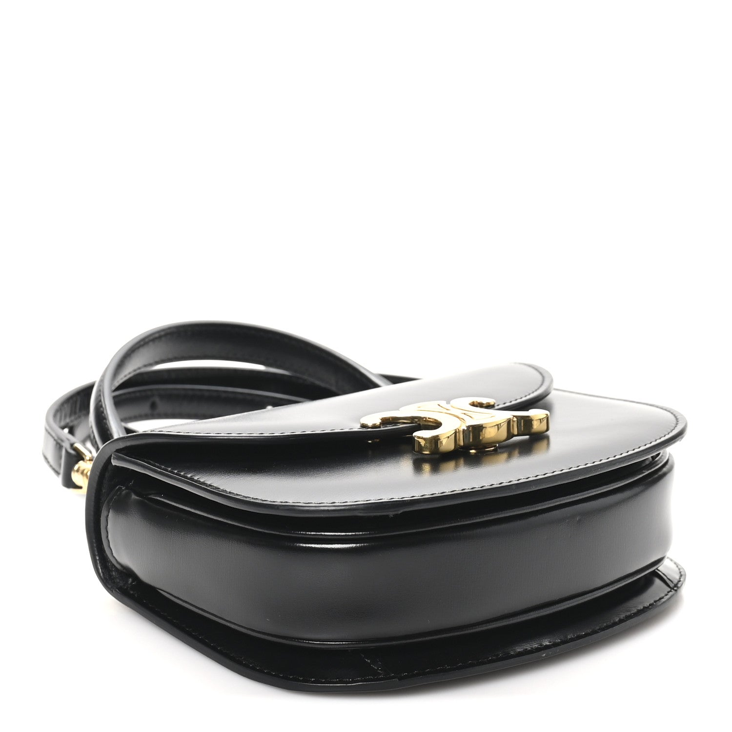 Celine Shiny Calfskin Triomphe Mini Besace Clea Black 4 of 9