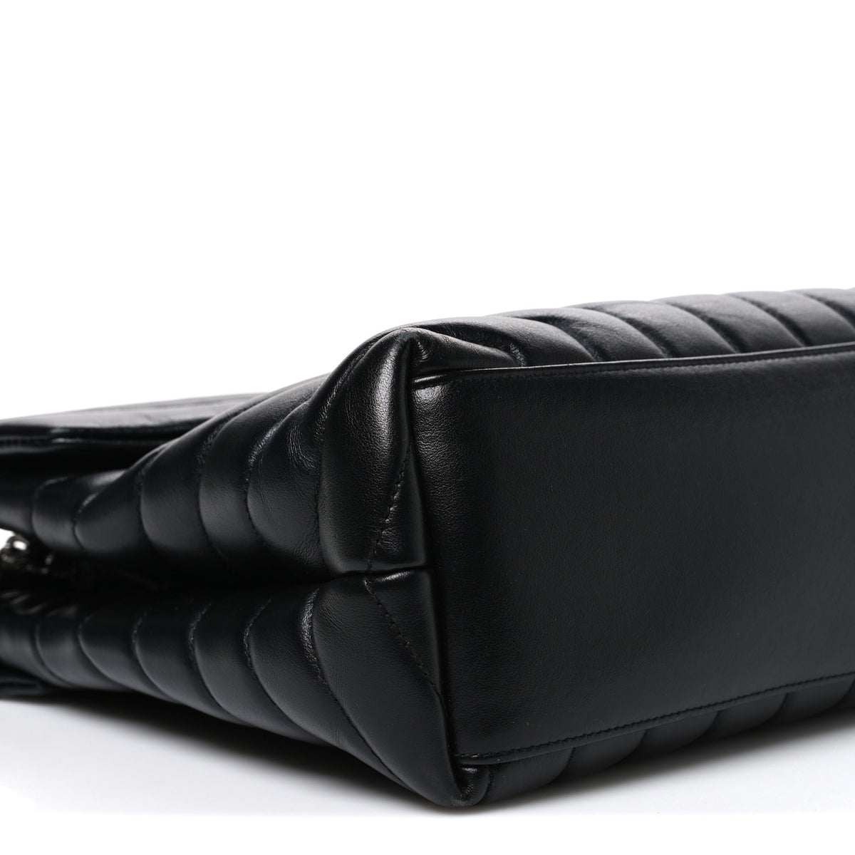 Calfskin Y Quilted Monogram Medium Loulou Chain Satchel Black