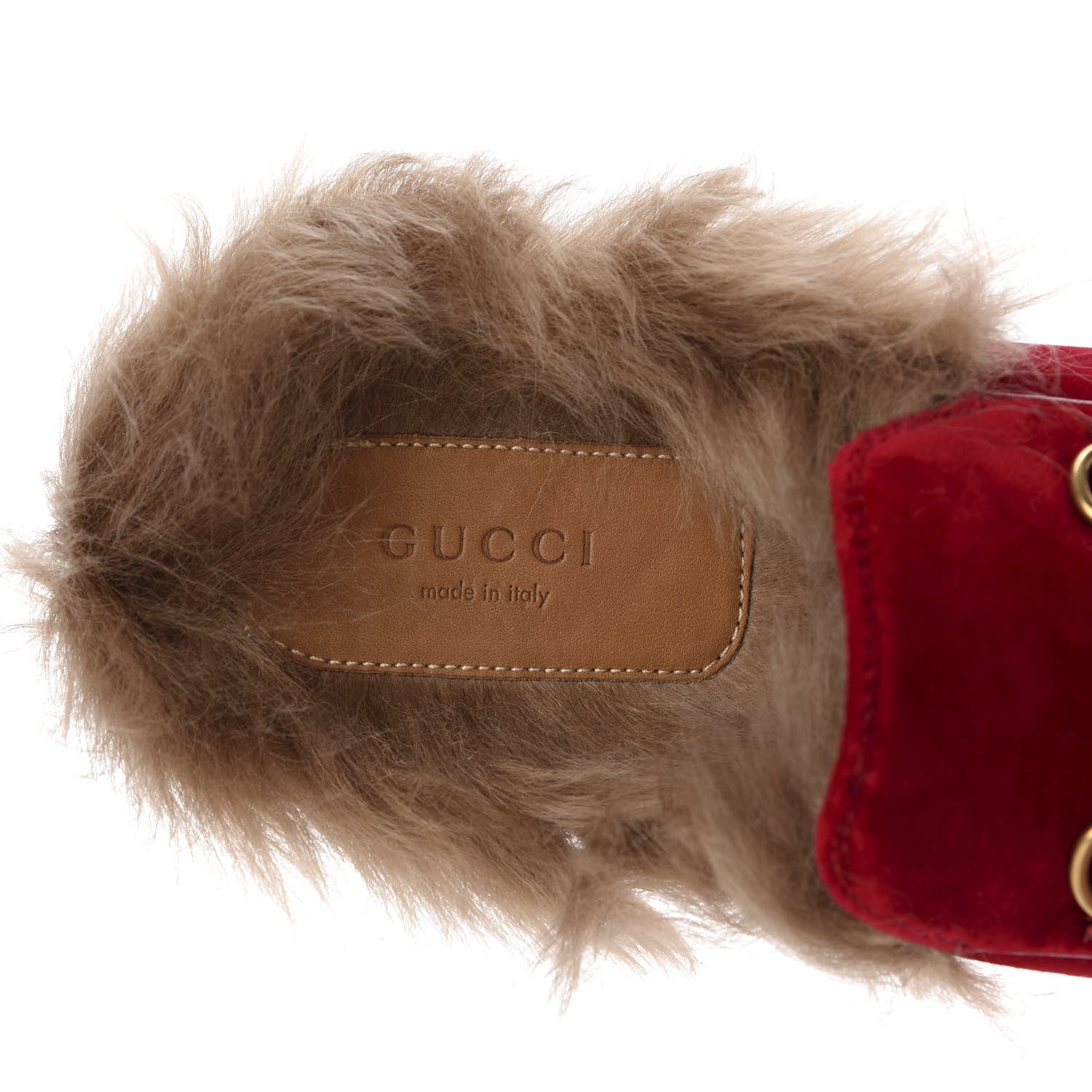 Gucci Velvet Fur Womens Princetown Slippers 38 Hibiscus Red 7 of 10