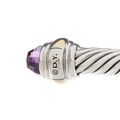 David Yurman Sterling Silver 14K Yellow Gold Amethyst 5mm Cable Classics Bracelet 3 of 4