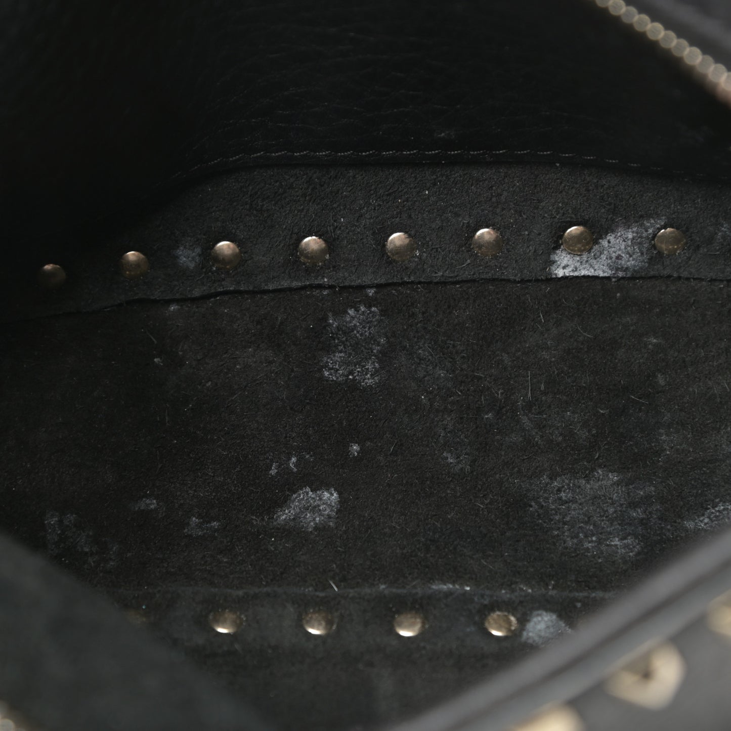Pebbled Calfskin Rockstud Camera Crossbody Bag Black