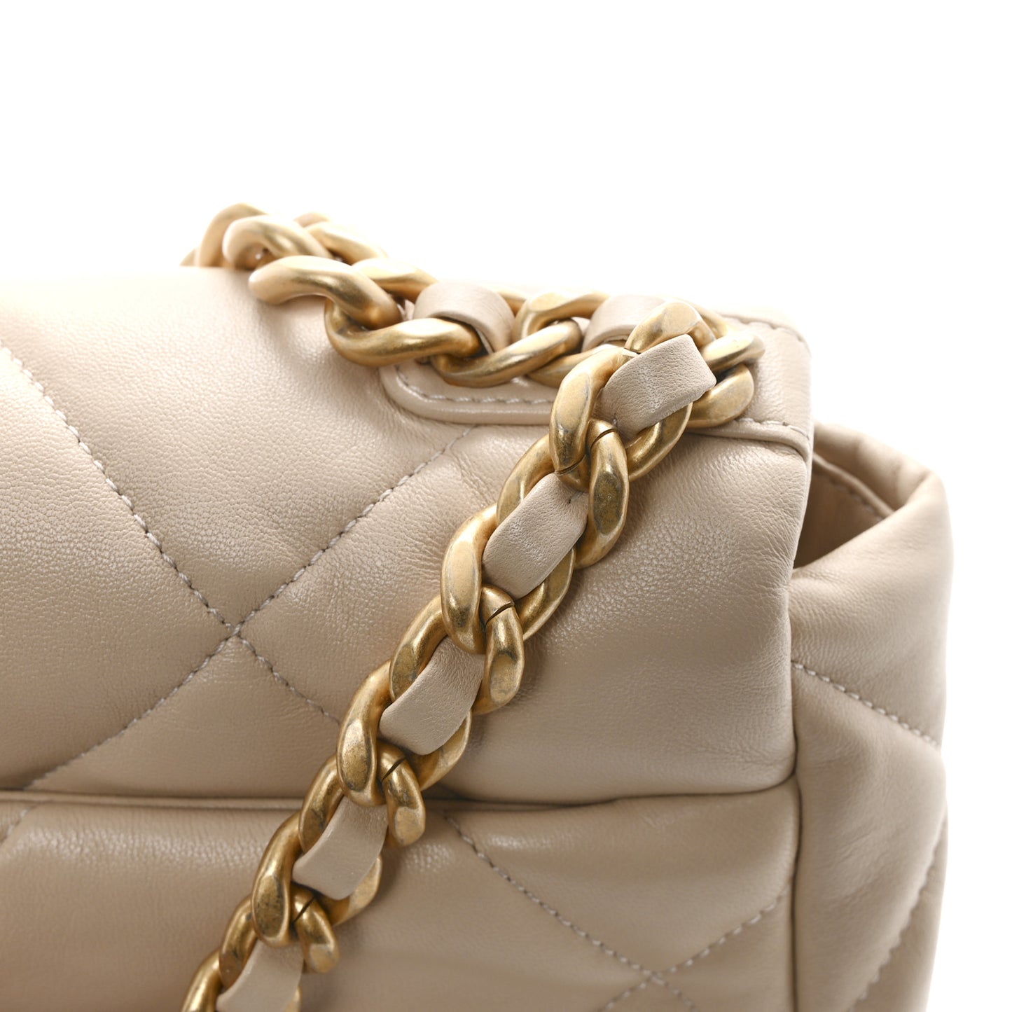 Lambskin Quilted Medium Chanel 19 Flap Beige