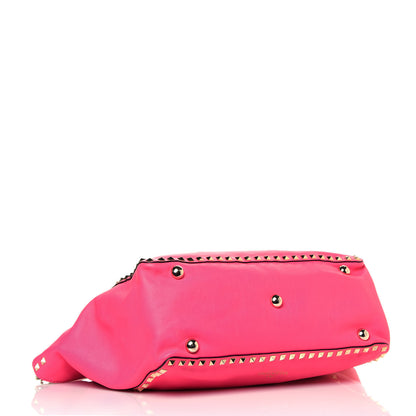 Valentino Garavani Vitello Medium Rockstud Tote Fuxia Fluo 4 of 19