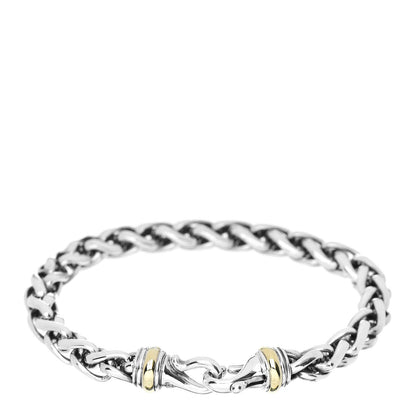 David Yurman Sterling Silver 18K Yellow Gold 8mm Wheat Chain Bracelet 1 of 3