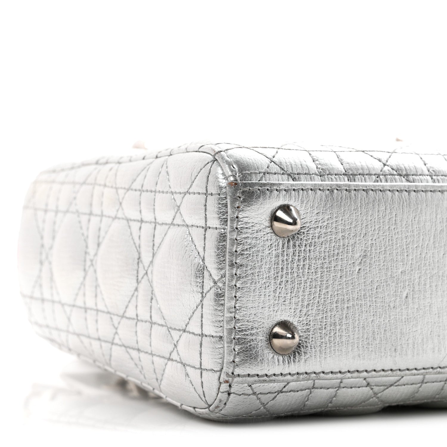 Christian Dior Metallic Grained Calfskin Cannage Small Lucky Badges My Lady Dior Silver 9 of 12
