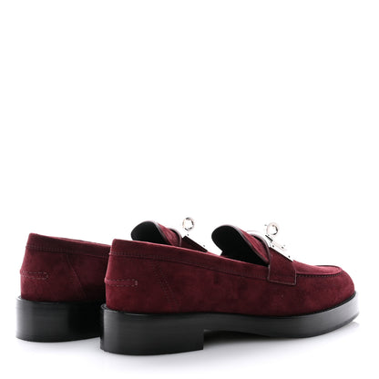 Hermes Suede Goatskin Womens Hot Loafer 38.5 Marron Mahogany 4 of 10