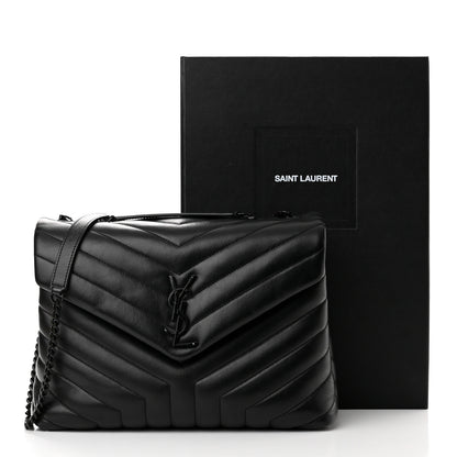 Saint Laurent Calfskin Y Quilted Monogram Monochrome Medium Loulou Chain Satchel Black 10 of 10
