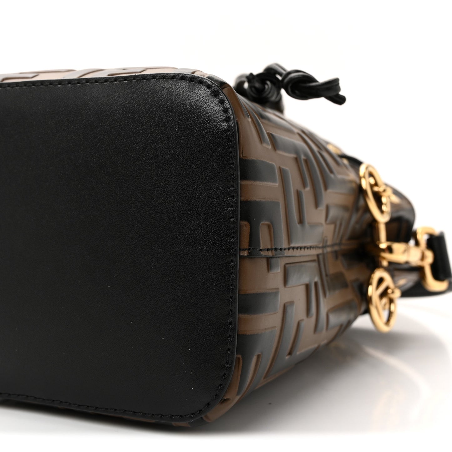 Vitello Liberty F is Fendi Bi-Color FF 1974 Embossed Mini Mon Tresor Bucket Bag Maya Black