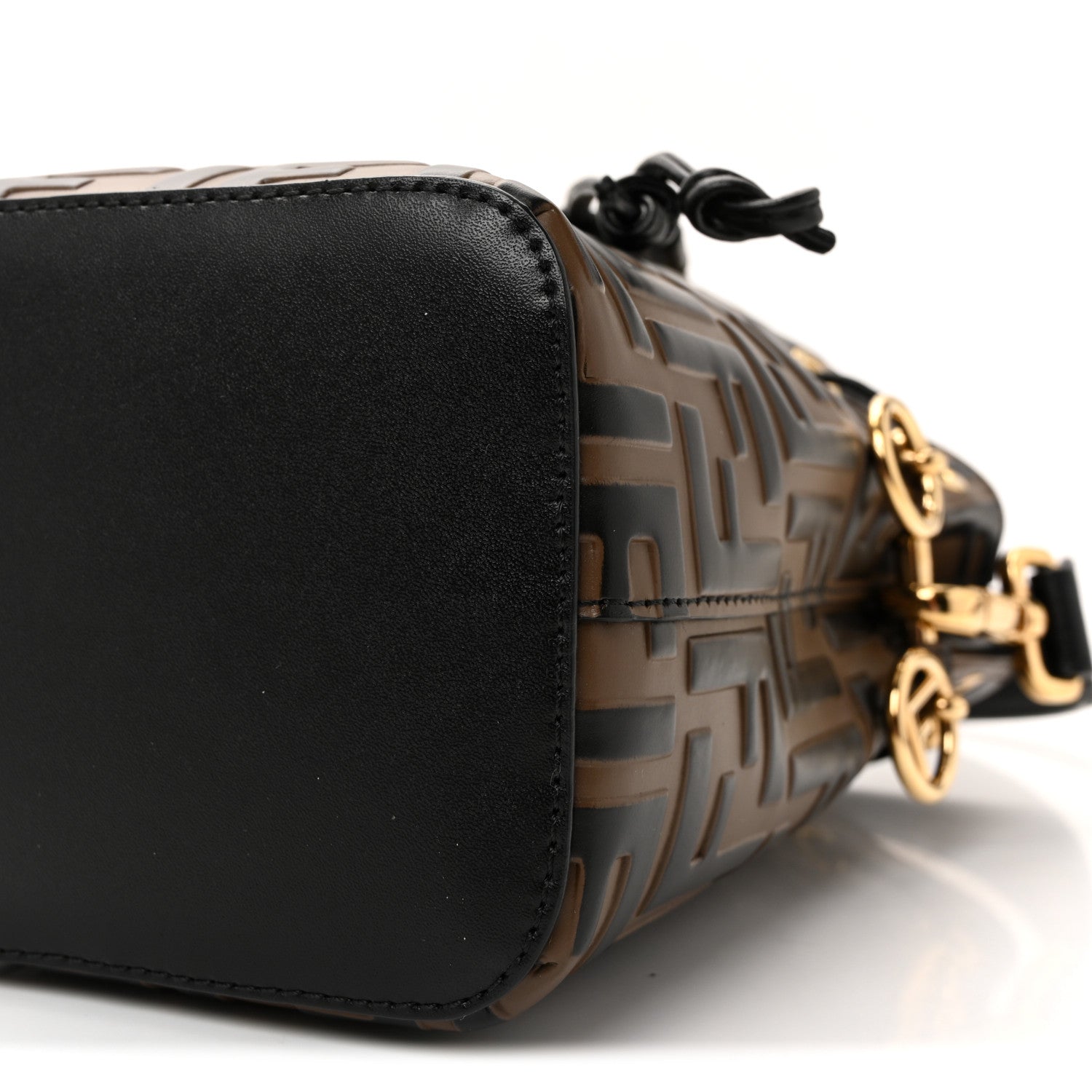 Fendi Vitello Liberty F is Fendi Bi-Color FF 1974 Embossed Mini Mon Tresor Bucket Bag Maya Black 10 of 10