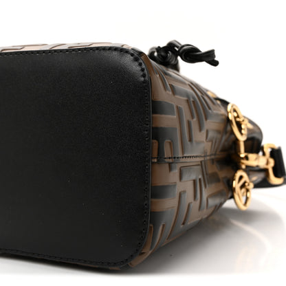 Fendi Vitello Liberty F is Fendi Bi-Color FF 1974 Embossed Mini Mon Tresor Bucket Bag Maya Black 10 of 10