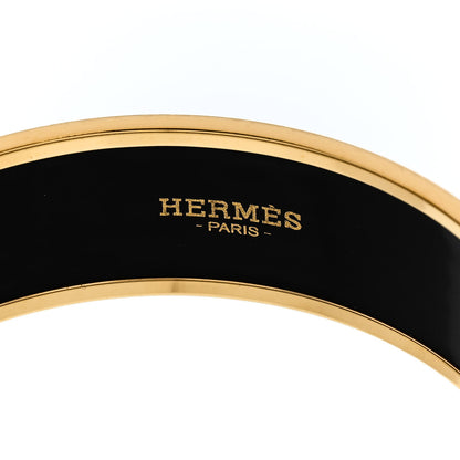 Hermes Enamel Wide Printed Sellier Bracelet 65 Black 4 of 6