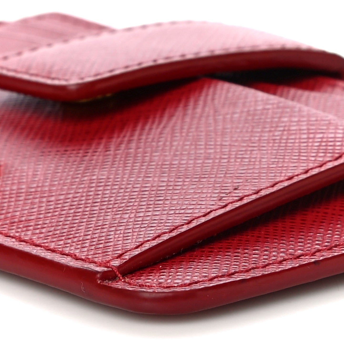 Saffiano Metal Coin Case Card Holder Fuoco