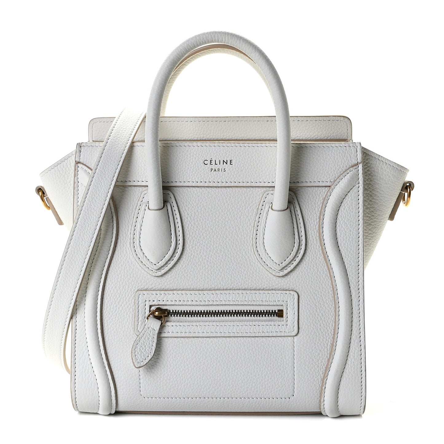 Drummed Calfskin Nano Luggage Optic White
