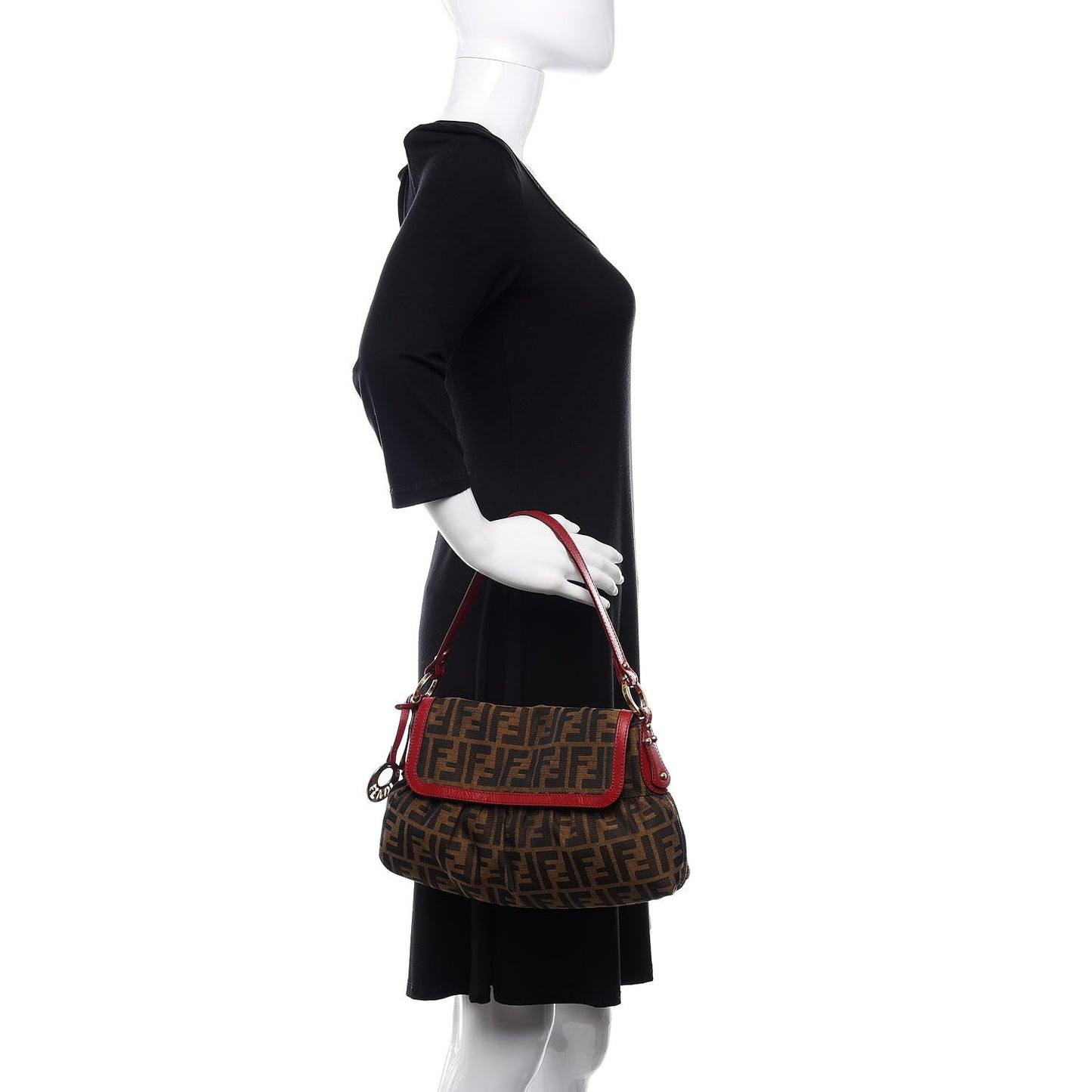 Zucca Cuoio Lucido Small Chef Shoulder Bag Tobacco Rosso Scuro