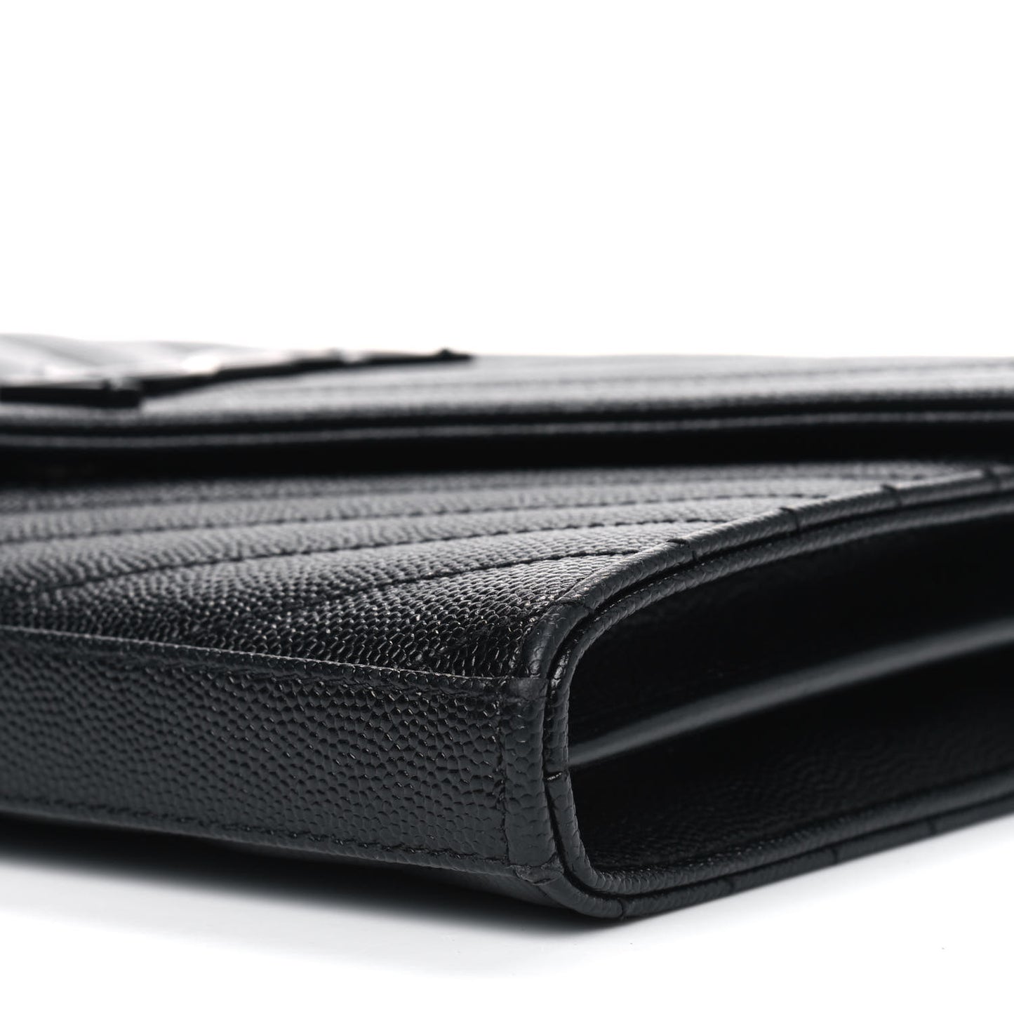 Grain De Poudre Matelasse Chevron Monogram Chain Wallet Black