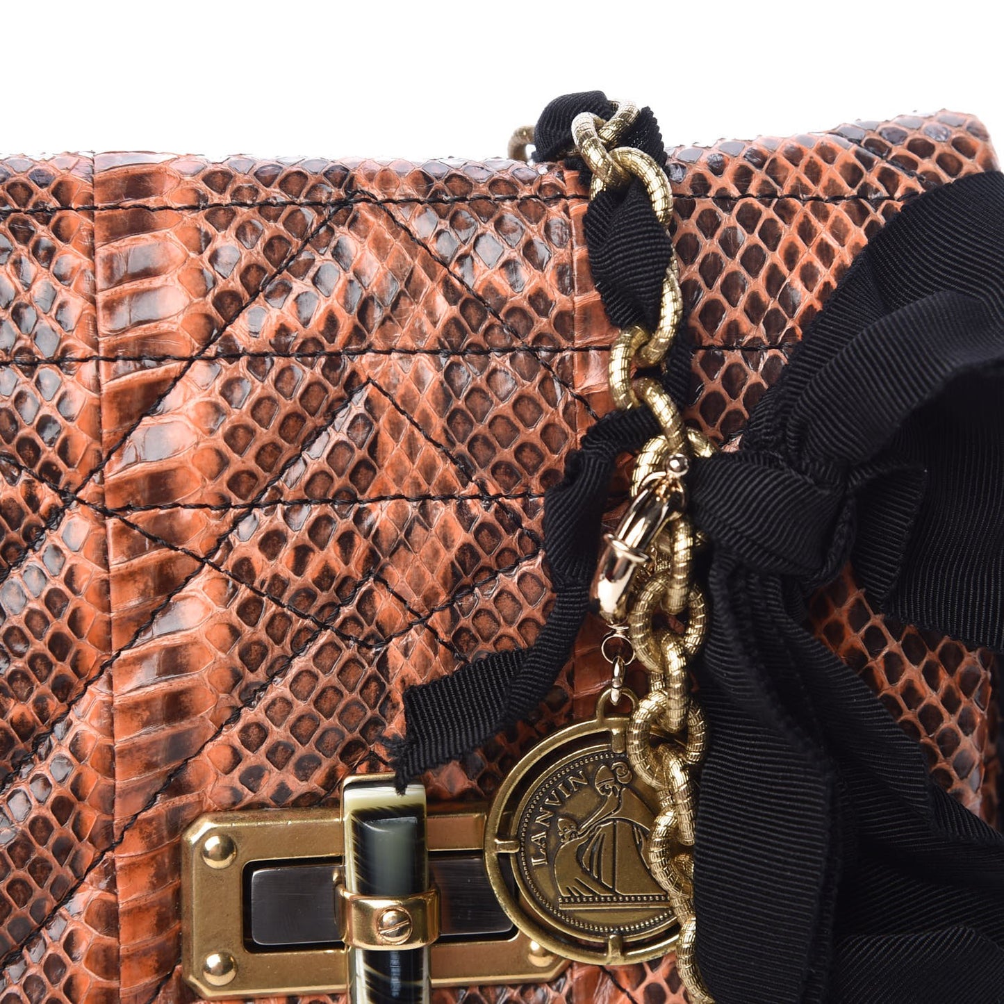 Snakeskin Quilted Mini Happy Pop Crossbody Orange