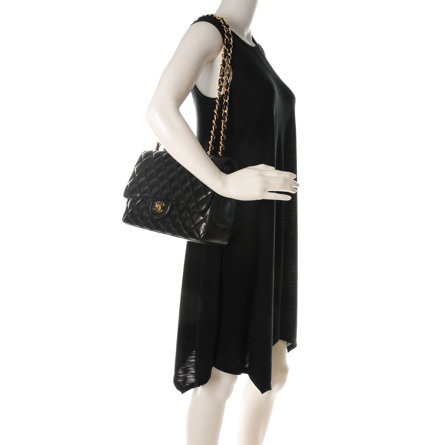 Lambskin Quilted Jumbo Single Flap Black