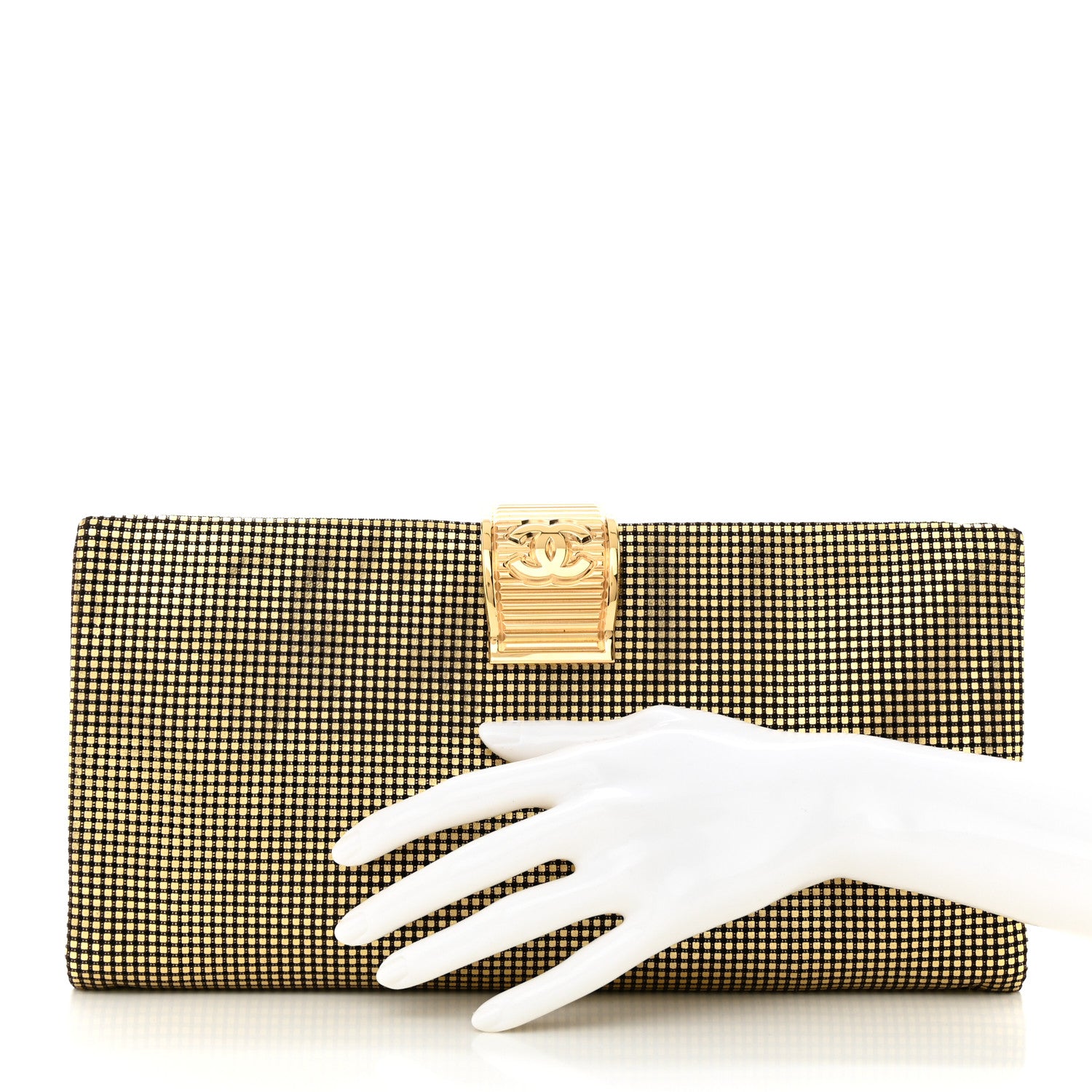 Chanel Metallic Lambskin Perforated CC Clutch Gold 2 of 10