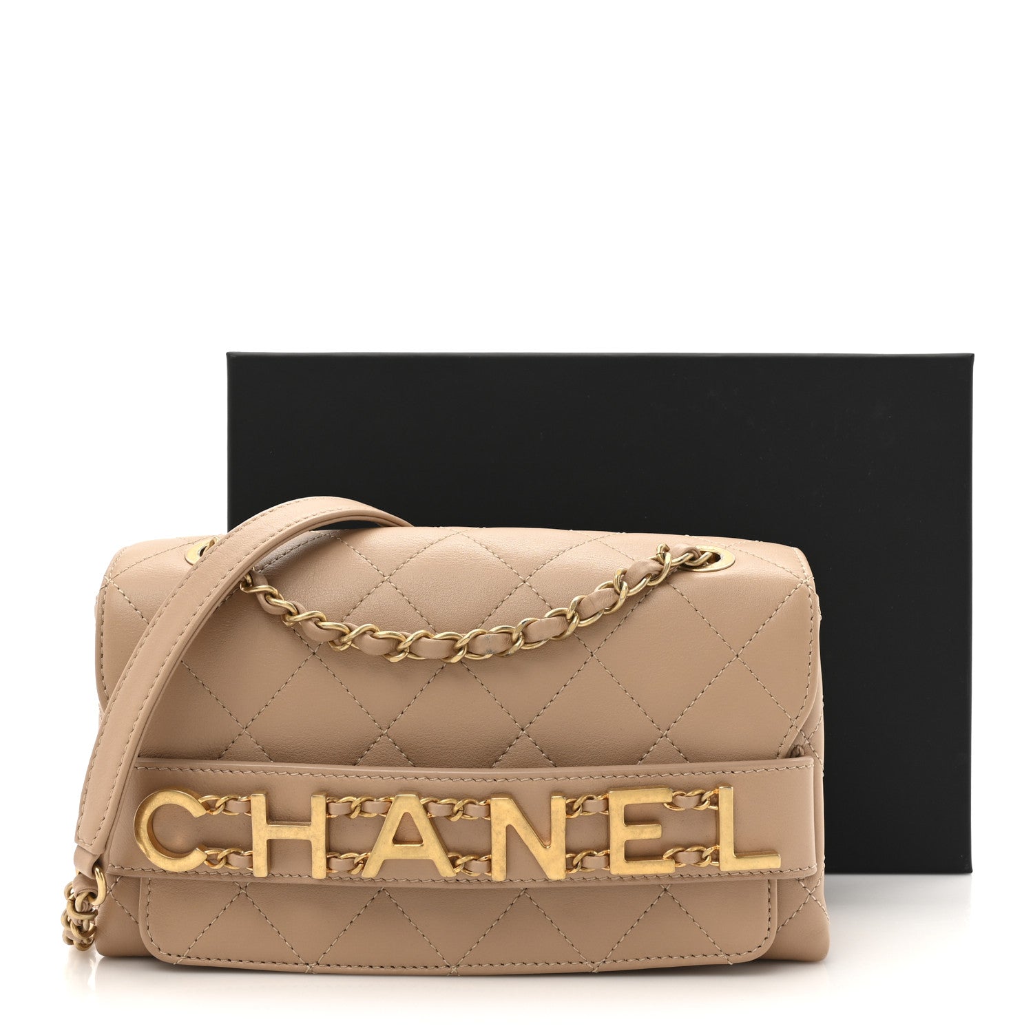 Chanel Calfskin Quilted Small Enchained Flap Beige 11 of 11