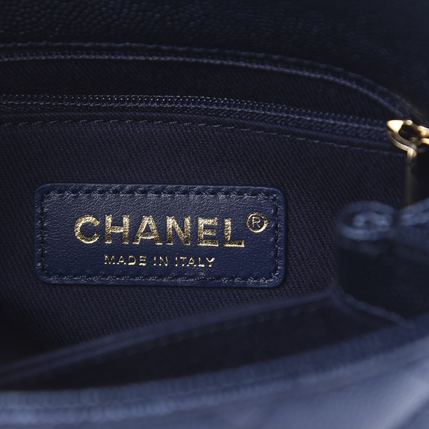 Metallic Caviar Quilted Extra Mini Coco Handle Flap Dark Blue