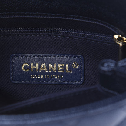 Chanel Metallic Caviar Quilted Extra Mini Coco Handle Flap Dark Blue 7 of 12