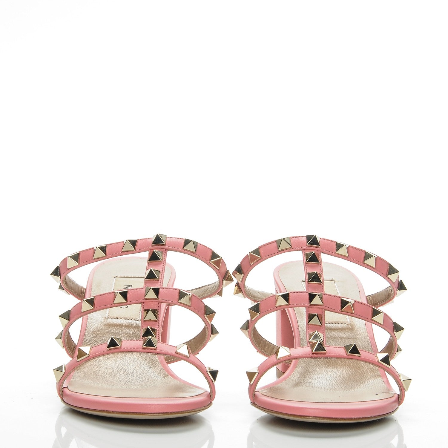 Valentino Garavani Calfskin Rockstud 60mm Caged Slide Sandals 35 Paradise Rose 4 of 7