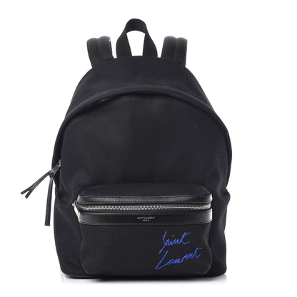 Saint Laurent Canvas Signature Embroidered Mini City Backpack Black 1 of 13