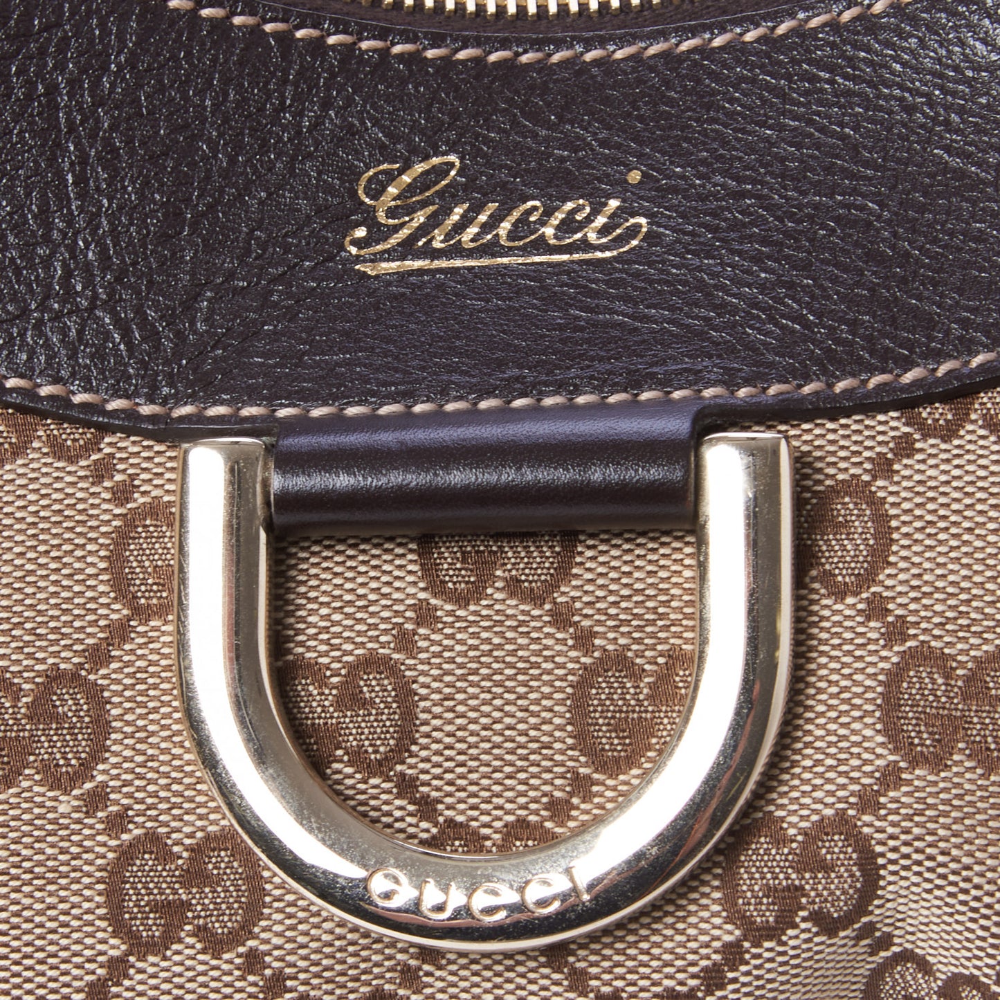 Monogram Large D Gold Hobo Dark Brown