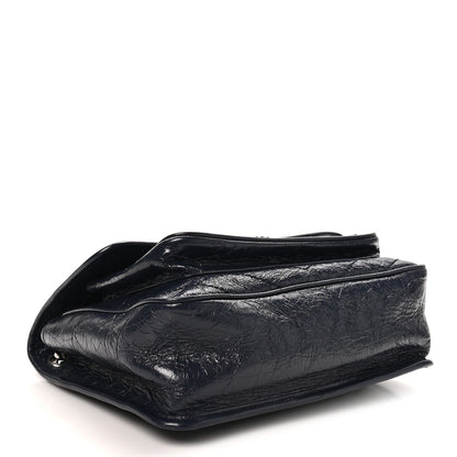 Saint Laurent Crinkled Calfskin Matelasse Monogram Medium Niki Chain Satchel Deep Marine 4 of 10