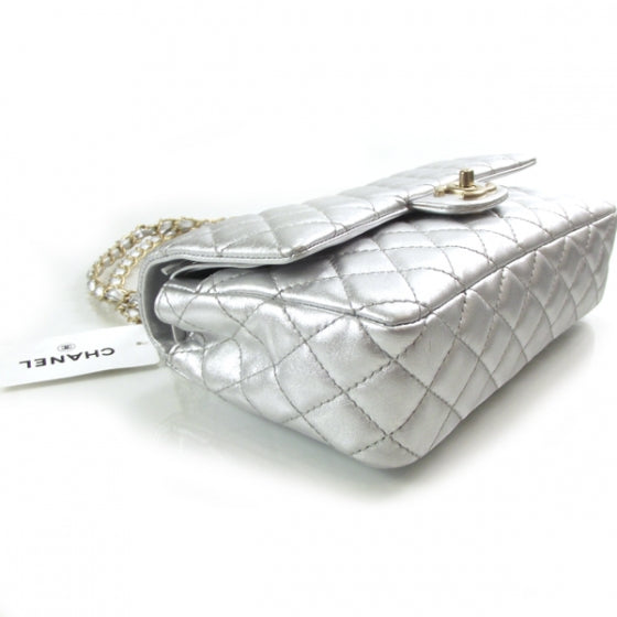 Lambskin Medium Double Flap Matte Silver