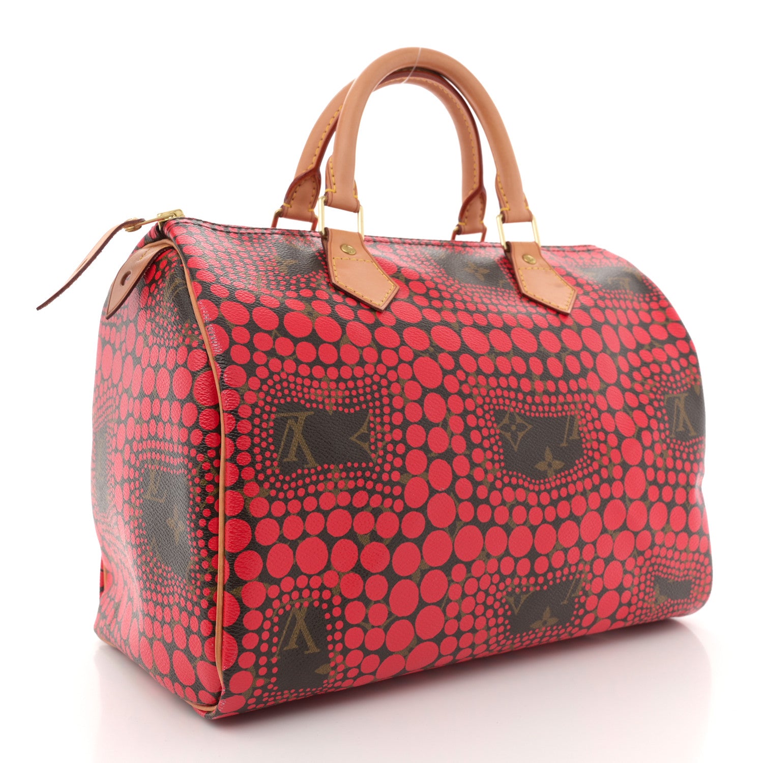 Louis Vuitton Monogram Kusama Town Speedy 30 Red 3 of 12