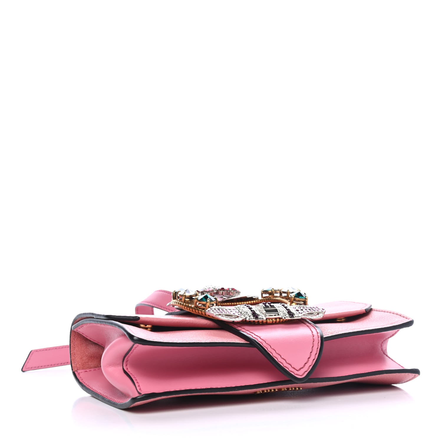 Miu Miu Goatskin Madras Soft Calfskin Crystal Embellished Shoulder Bag Orchidea 3 of 4