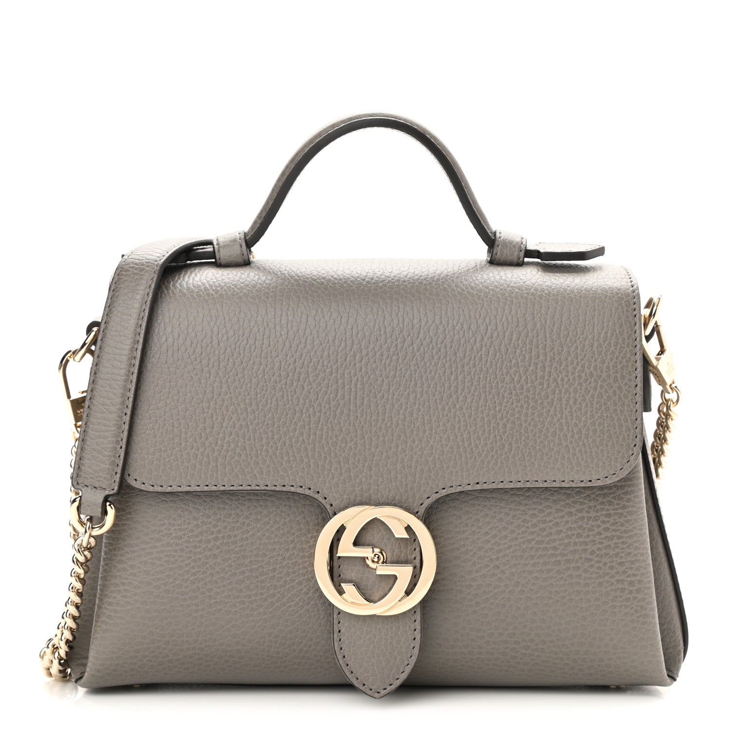 Gucci Dollar Calfskin Interlocking G Top Handle Shoulder Bag Loess 1 of 10