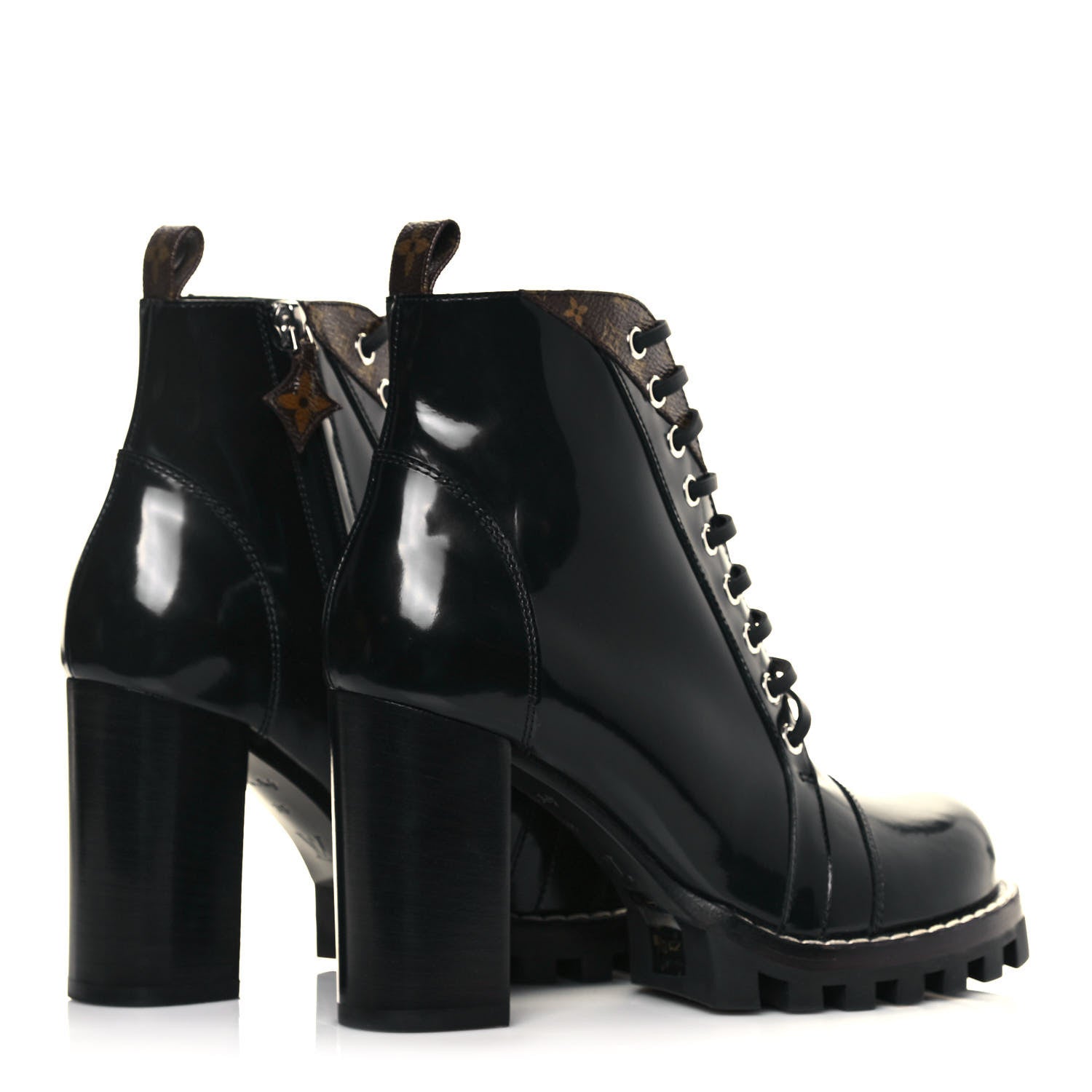 Louis Vuitton Patent Calfskin Monogram Star Trail Ankle Boots 38 Black 4 of 10
