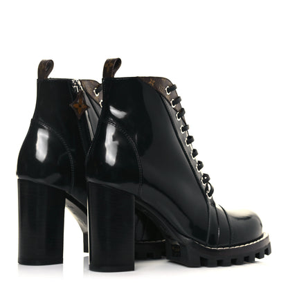 Louis Vuitton Patent Calfskin Monogram Star Trail Ankle Boots 38 Black 4 of 10
