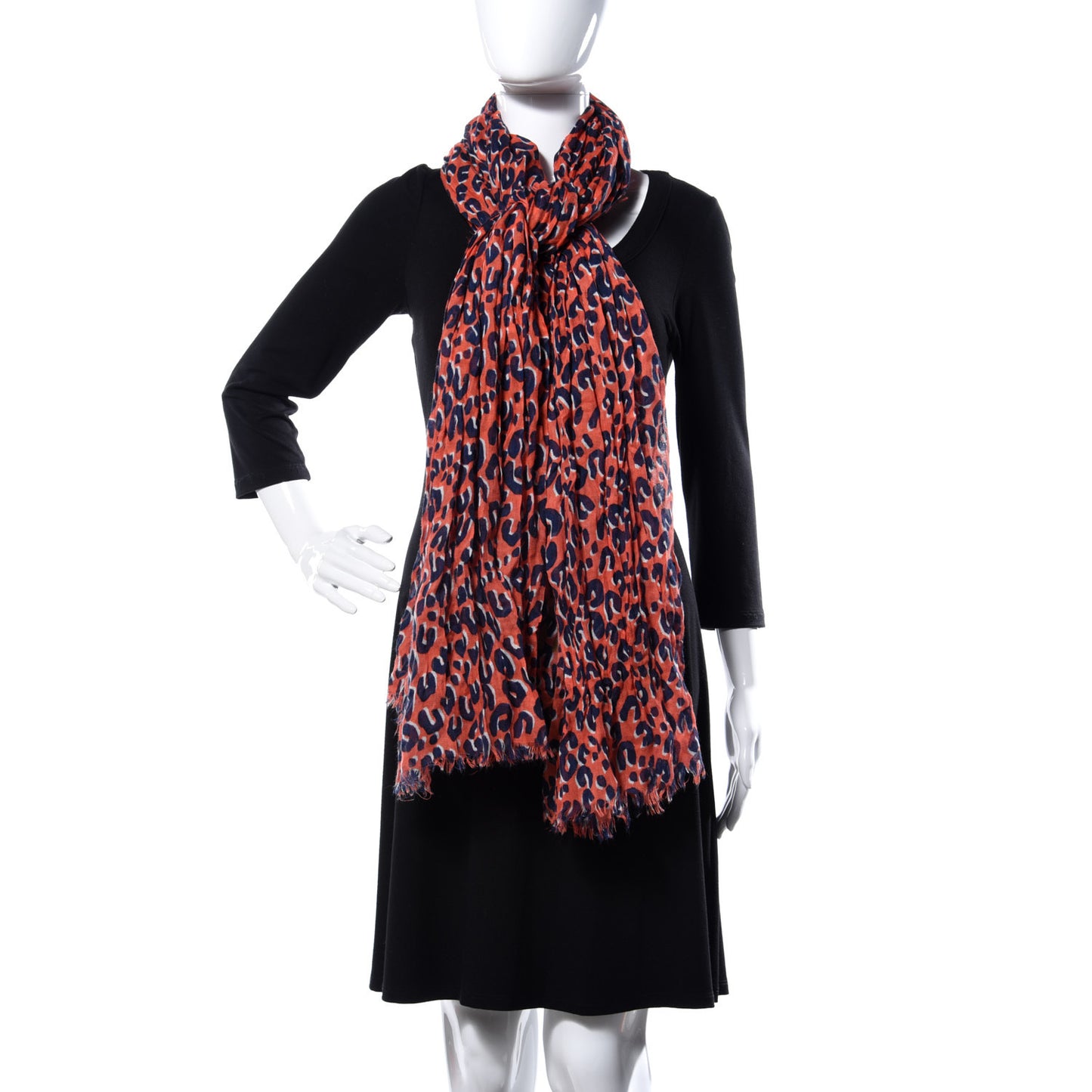 Cashmere Silk Leopard Etole Stole Blue Multicolor