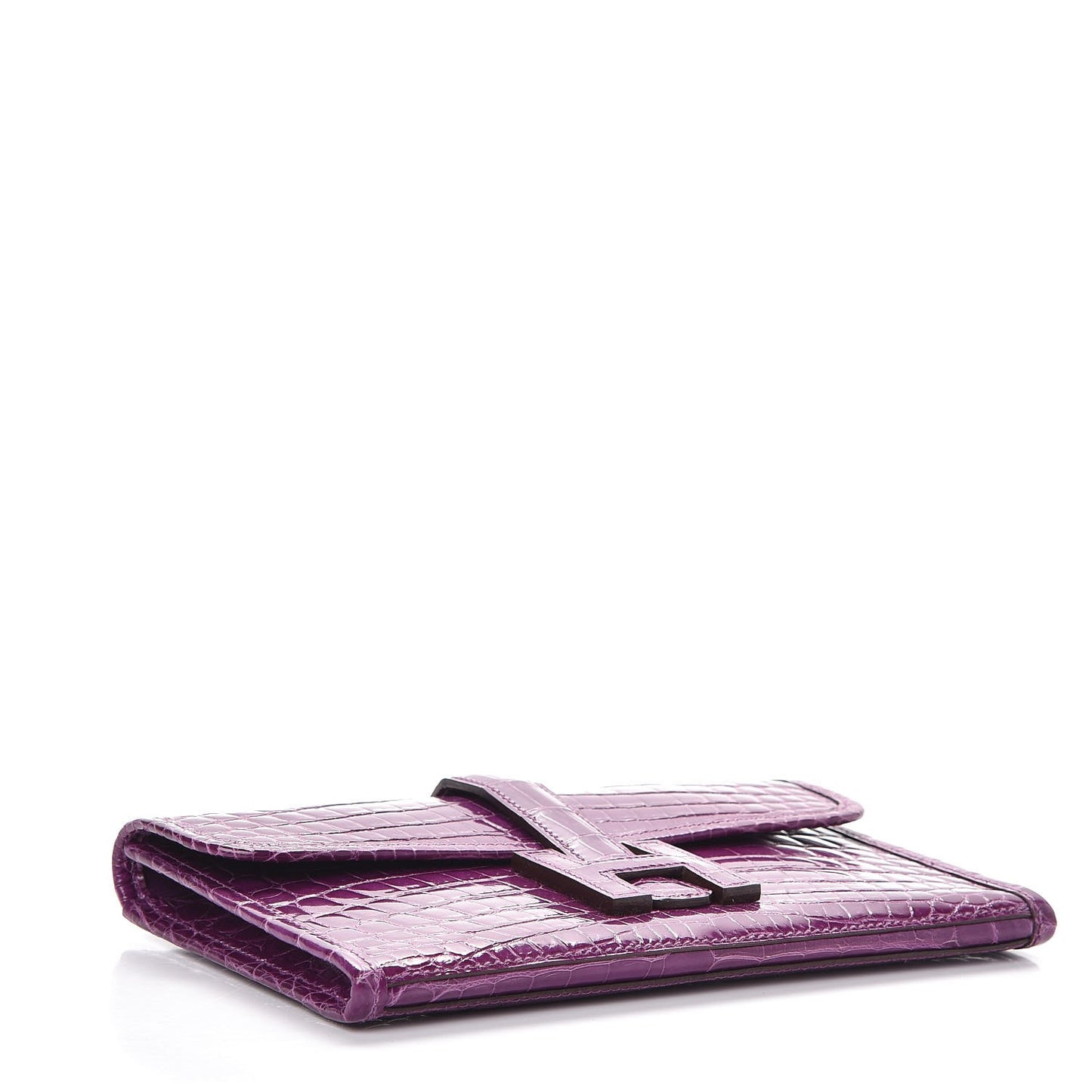 Shiny Niloticus Crocodile Mini Jige Elan Clutch Violet