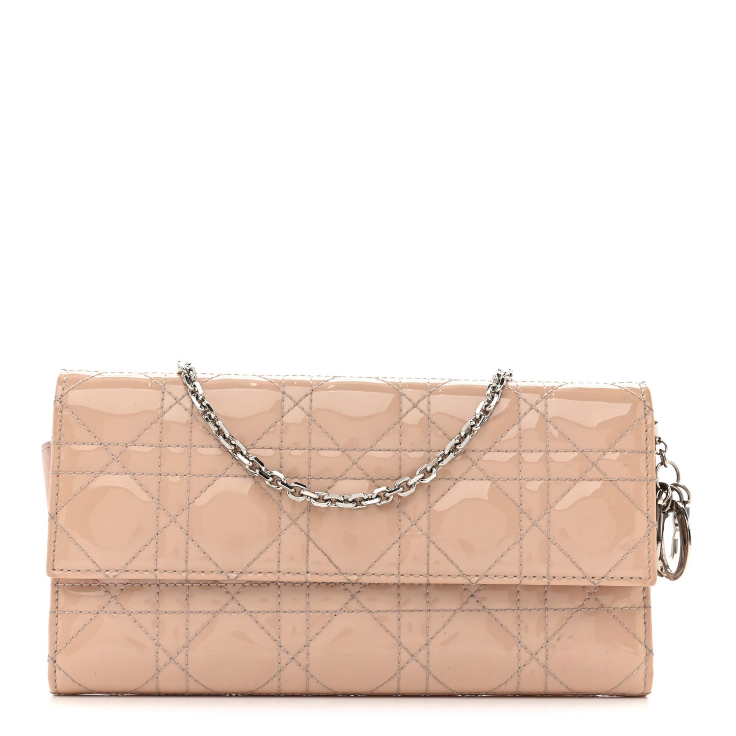Patent Cannage Lady Dior Rendezvous Wallet On Chain Light Pink