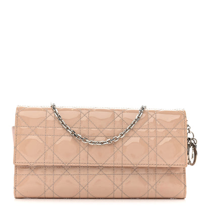 Christian Dior Patent Cannage Lady Dior Rendezvous Wallet On Chain Light Pink 1 of 11